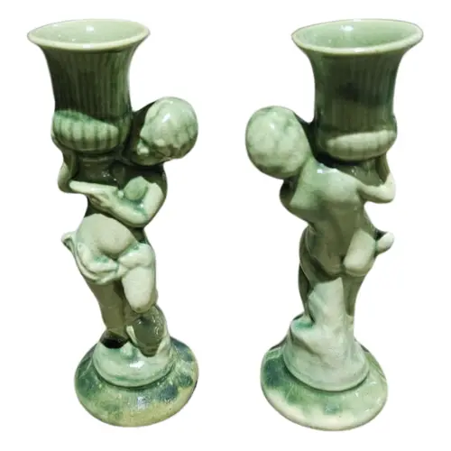 A Pair ofMid-Century 'Porcelain' Candle Stand